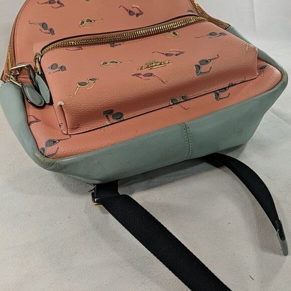 Coach Sunglasses Backpack Charlie Blue Pink Leather No. B1921-F75885 Print Bag - Picture 10 of 16